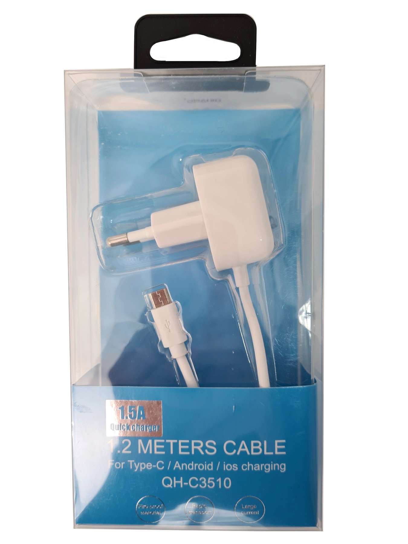 Φορτιστής με Ενσωματωμένο Καλώδιο Micro-USB 1.5A QH-C3510 Άσπρο